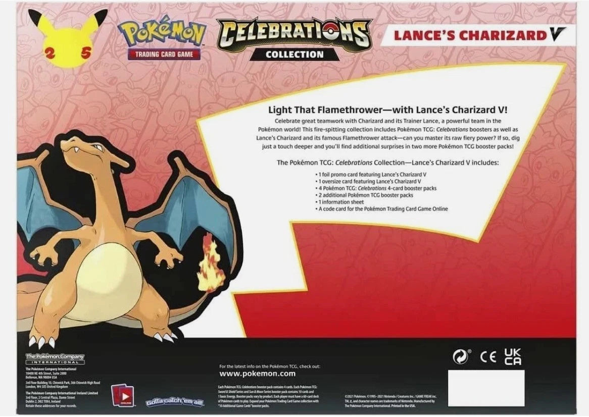 Pokemon TCG Celebrations Collection Lance's Charizard V Collection Box